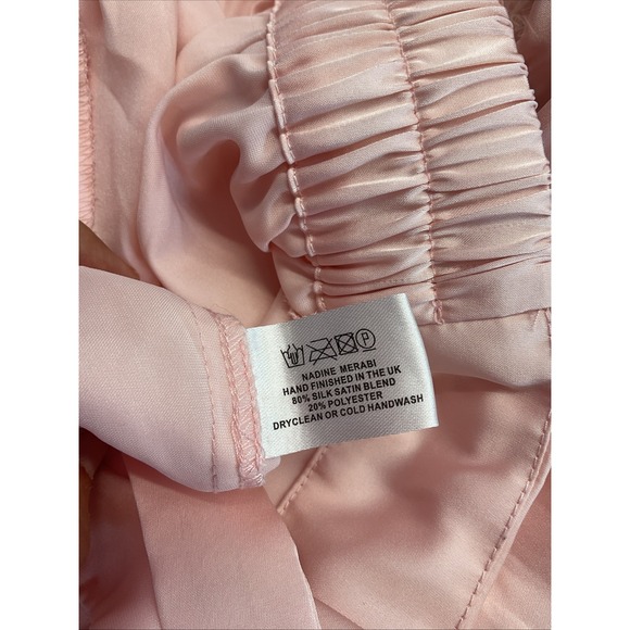 Nadine Merabi Darcie‎ Pink Pajamas size XL fur trimmed satin lounge luxury silk - Picture 8 of 15